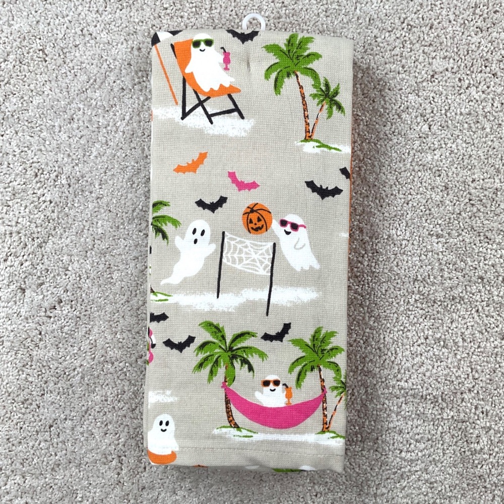 Casaba Home Halloween Tropical Ghost Kitchen Towel Set 3pk Beach Summerween New
